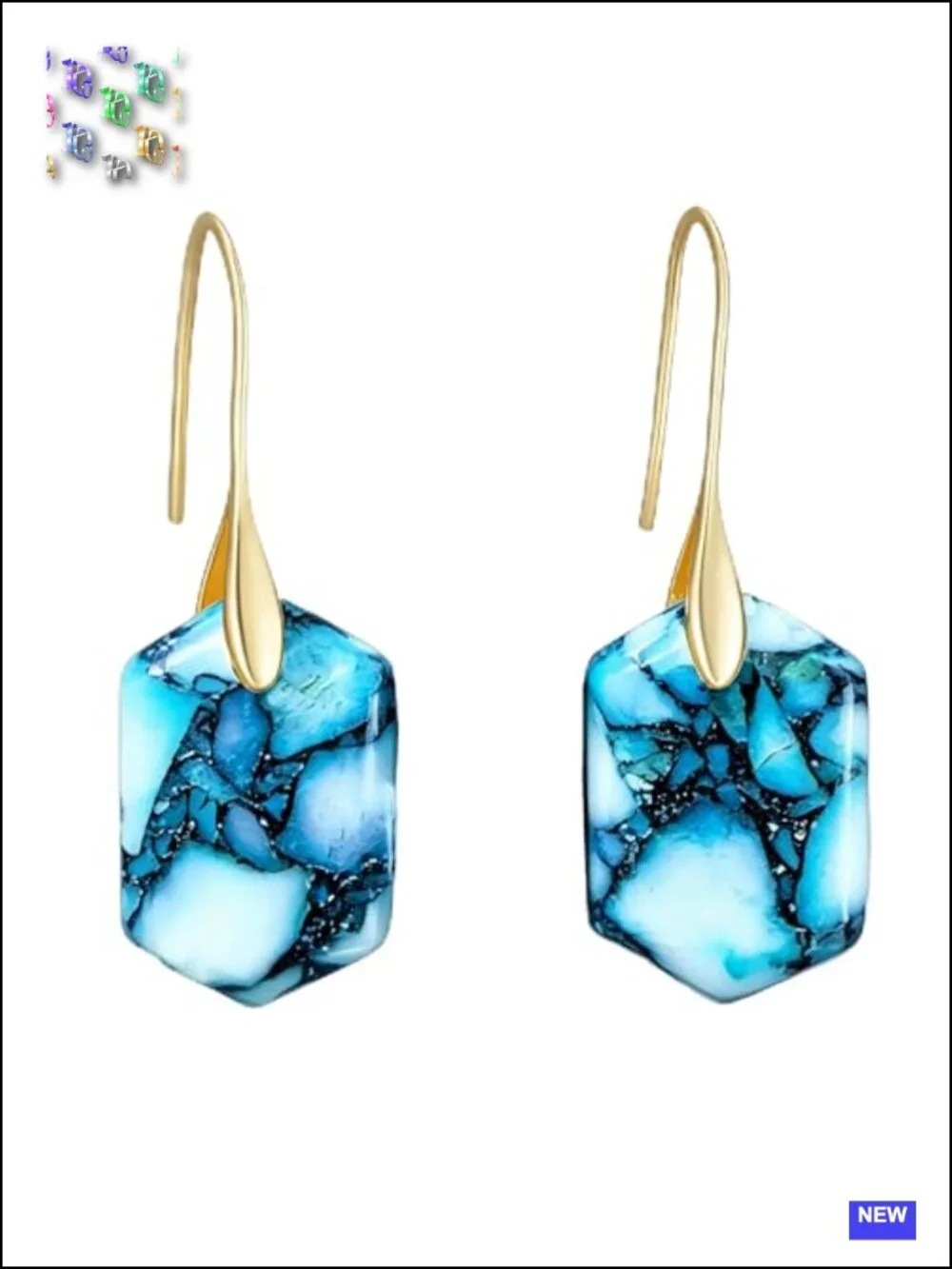 Natural Imperial Jasper Teardrop Dangle Earrings, Hypoallergenic Gold Plated,